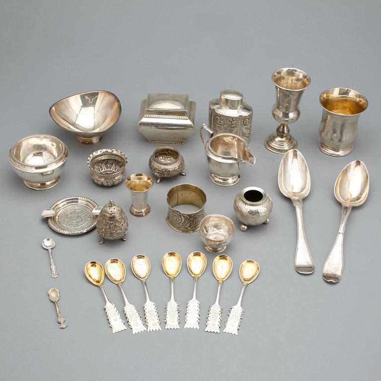 PARTI SILVER, 25 delar, Total vikt ca 951 gram, bl a GAB, 1964.