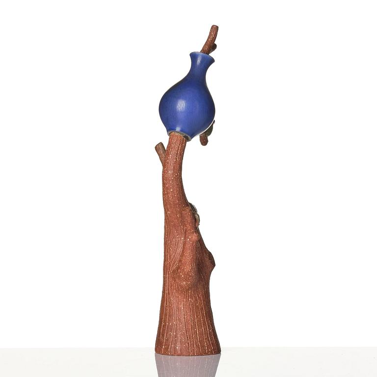 Stig Lindberg, a "Trädet och Krukan" (The Tree and the Pot) stoneware sculpture, with vase by Berndt Friberg, Gustavsberg Studio 1940s.