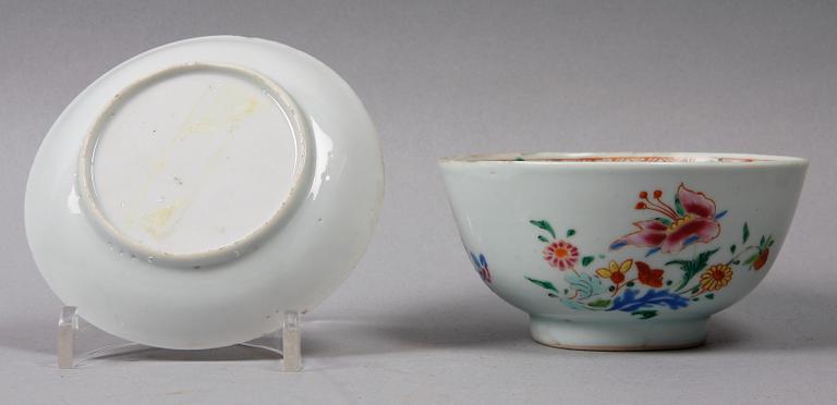 SKÅL samt FAT, porslin, Kina, 1700-tal.