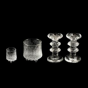 GLAS, 19 st SAMT LJUSSTAKAR, ett par, "Festivo", T Sarpaneva samt "Ultima Thule", T Wirkkala, Iittala, 1900-tal.