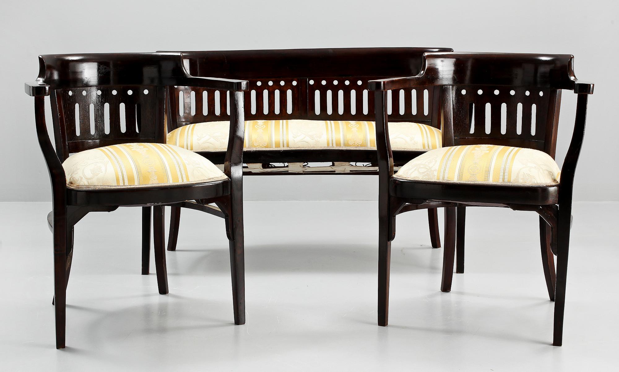 SOFFGRUPP, 3 delar, Wienersecession-stil, 1900-tal.