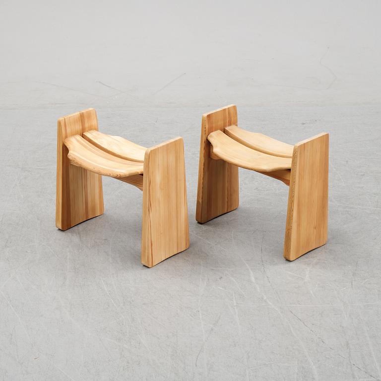 A pair of stools , 'Jonte', designed by Gilbert Marklund in 1969.