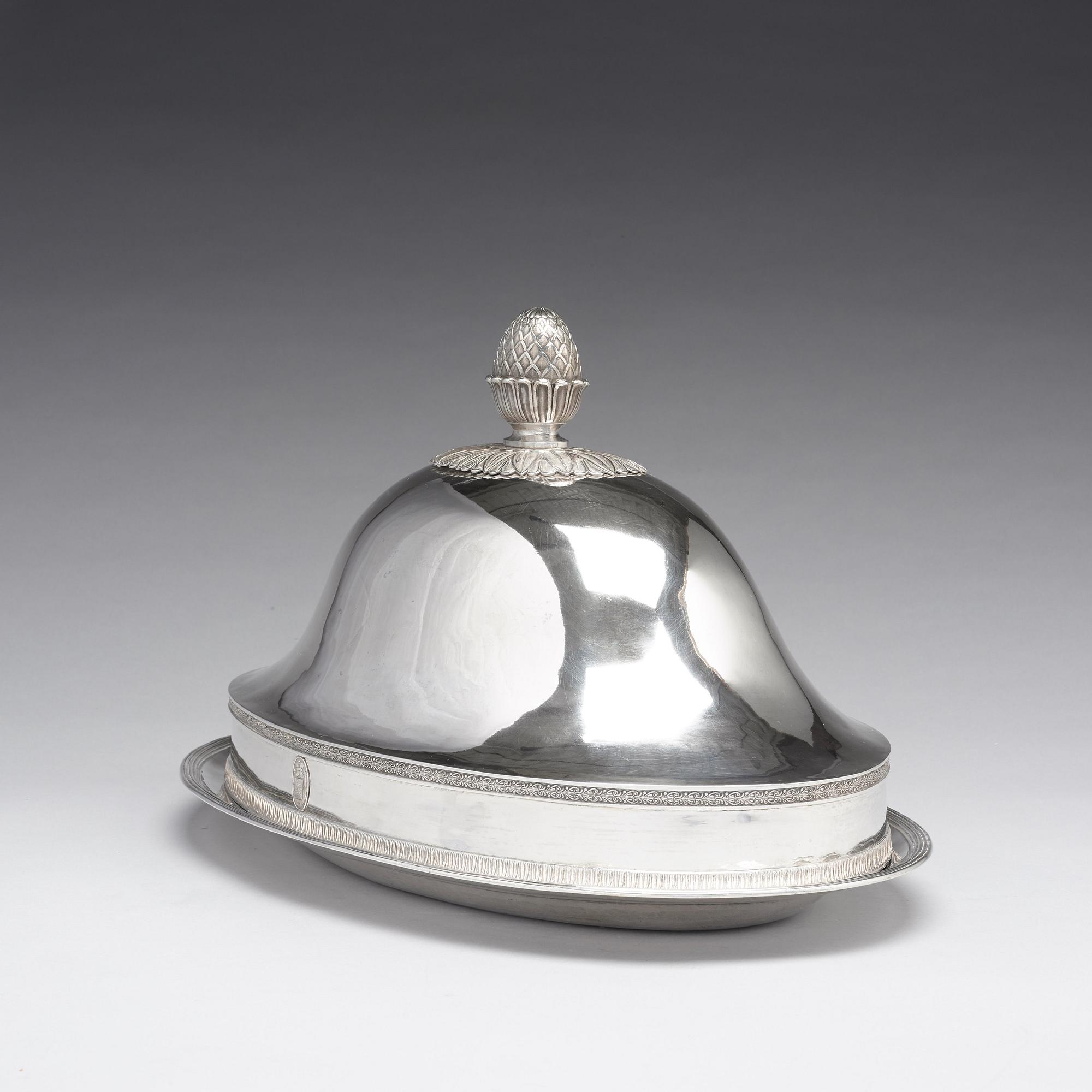 An Austrian 19th century silver serving dish and cover, mark of Aloys Würth, Vienna c. 1820.