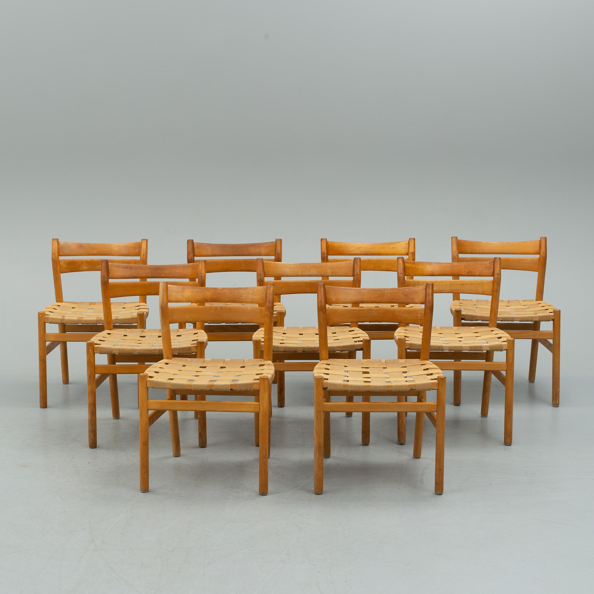 BØRGE MOGENSEN, nine beech chairs from C.M. Madsens Fabriker, Haarby, Denmark.