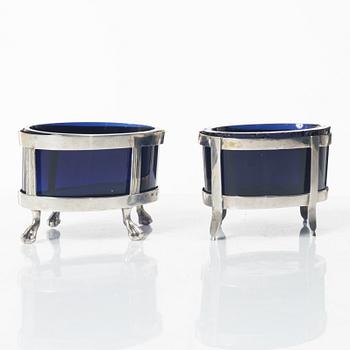 Salt cellars, two pairs of similar, silver, Sweden, around the year 1800/early 19th Century.