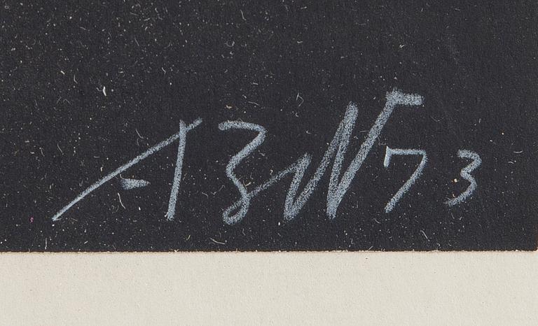 EXHIBITION POSTER, Aulis Blomstedt, Galerie Artek, 15.11.73. Sign. -73.