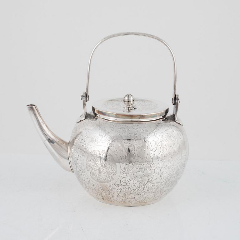 A Japanese Silver Teapot, second quarter of the 20th Century.