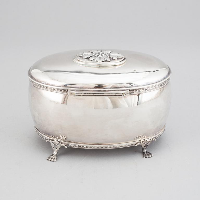 A Swedish empire silver sugar-casket, mark of JP Gronvall, Stockholm 1820.