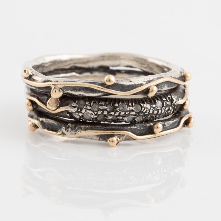 By Birdie, silver and rose cut diamond ring.