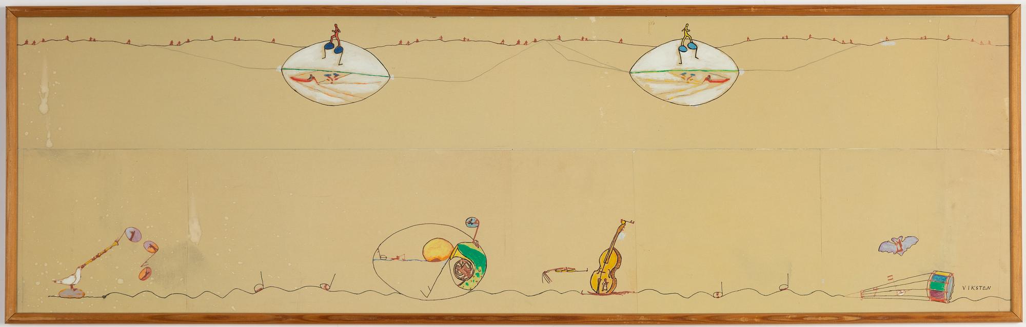 Hans Viksten, mixed media, signed.