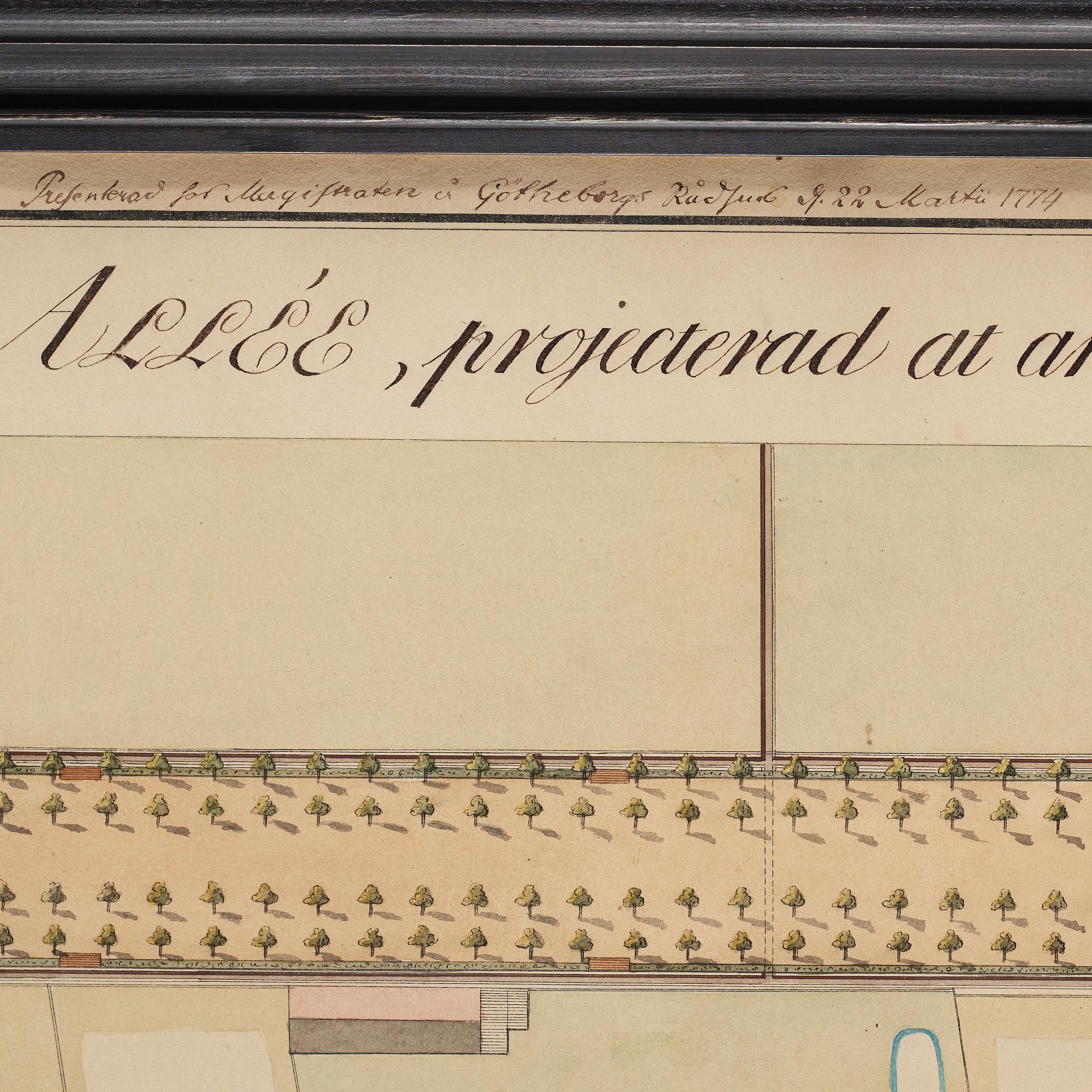 Carl Wilhelm Carlberg, ”Dessein til en tredubbel allée, projecterad at anläggas på Heden utom Drottnings-Porten i Götheborg”.