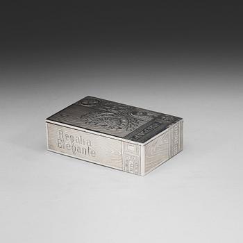 605. A Russian 19th century parcel-gilt cigarr-box, unidentified makers mark, Moscow 1886.