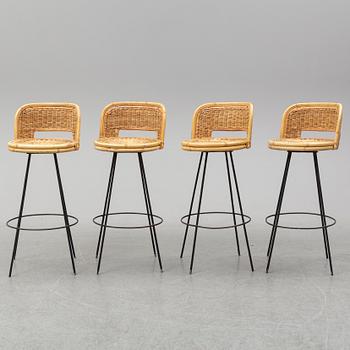 Four bar stools, second half of the 20th century.