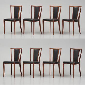 Carl-Axel Acking, a set of eight mahogany chairs, executed by Torsten Scholllin for the Stockholm Association of Crafts, 1950s.