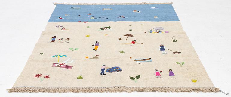 Matta, handbroderad Kelim, ca 186 x 122 cm.