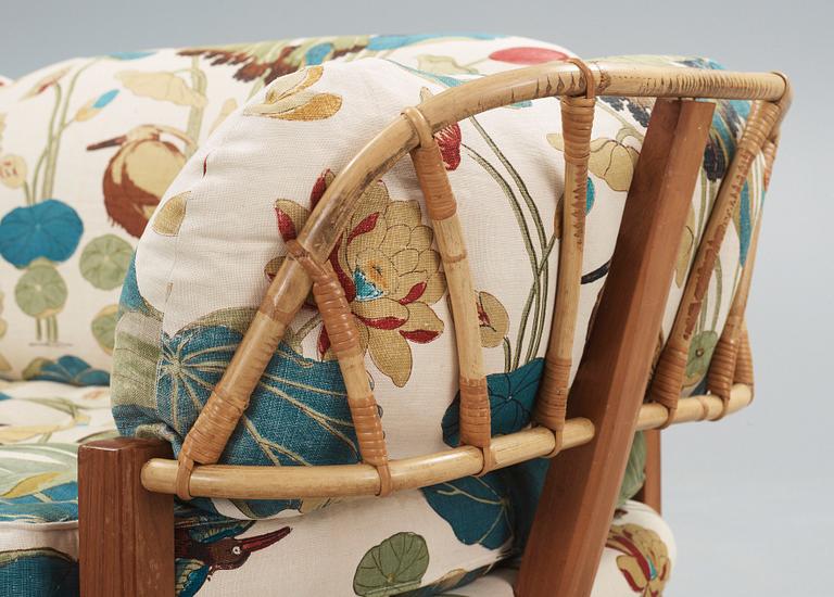 A Josef Frank mahogany and rattan daybed, Svenskt Tenn, model 2145.