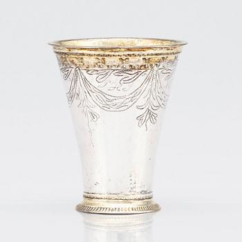 A Swedish parcel-gilt silver beaker, marks of Erik Gustaf Öström, Gävle 1855.