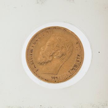 MYNT, guld, 5 rubel, Ryssland, 1898. Vikt ca 4 gram.