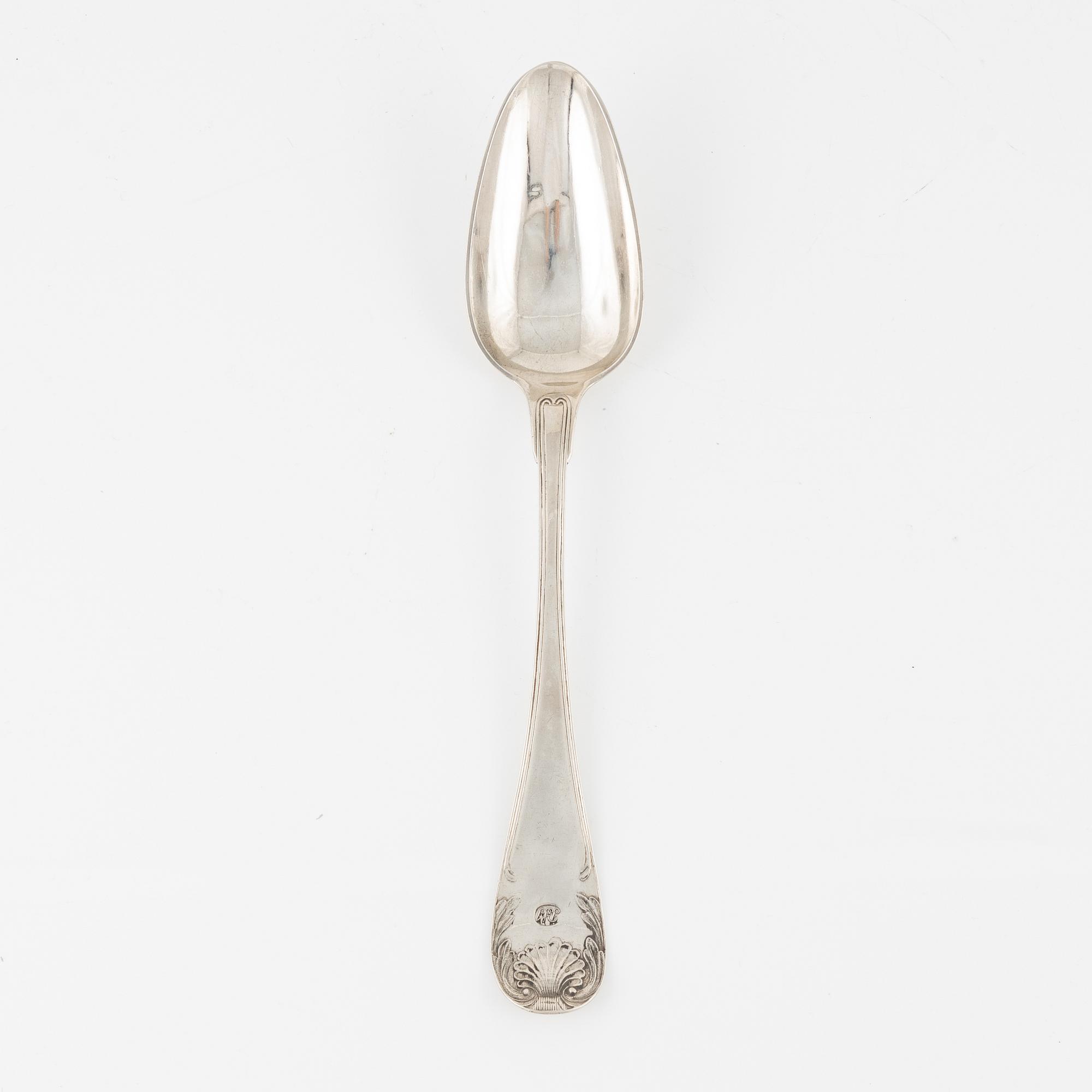 A Swedish Silver Serving Spoon, mark of Anders Theodor Barkman, Varberg 1836.