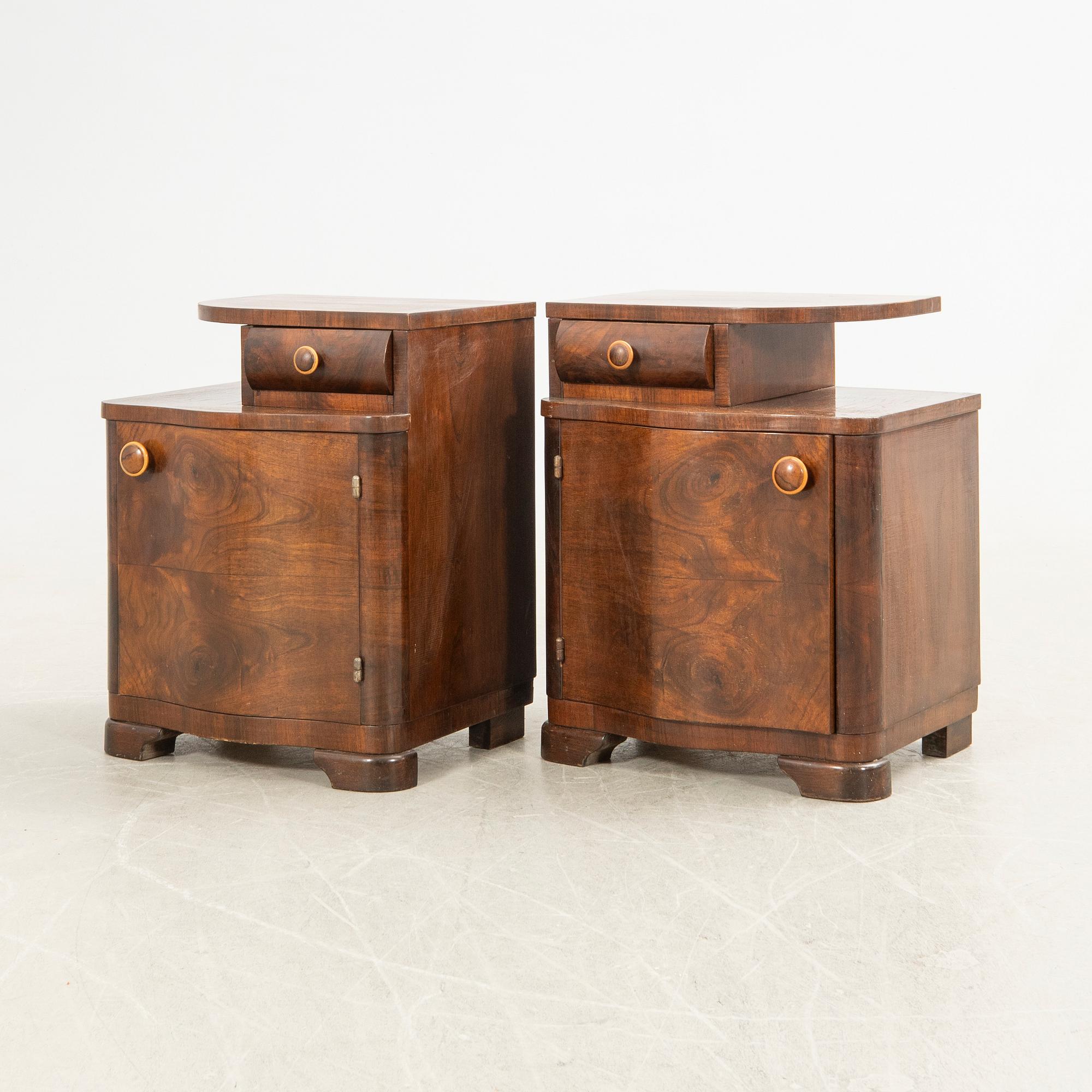 Nightstands, a pair, first half of the 20th century.