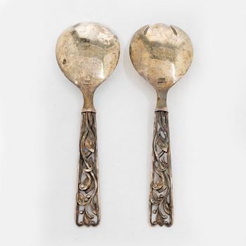 A pair of silver salad cutlery, mark of W&S Sörensen, Horsens, Denmark, 20th century.