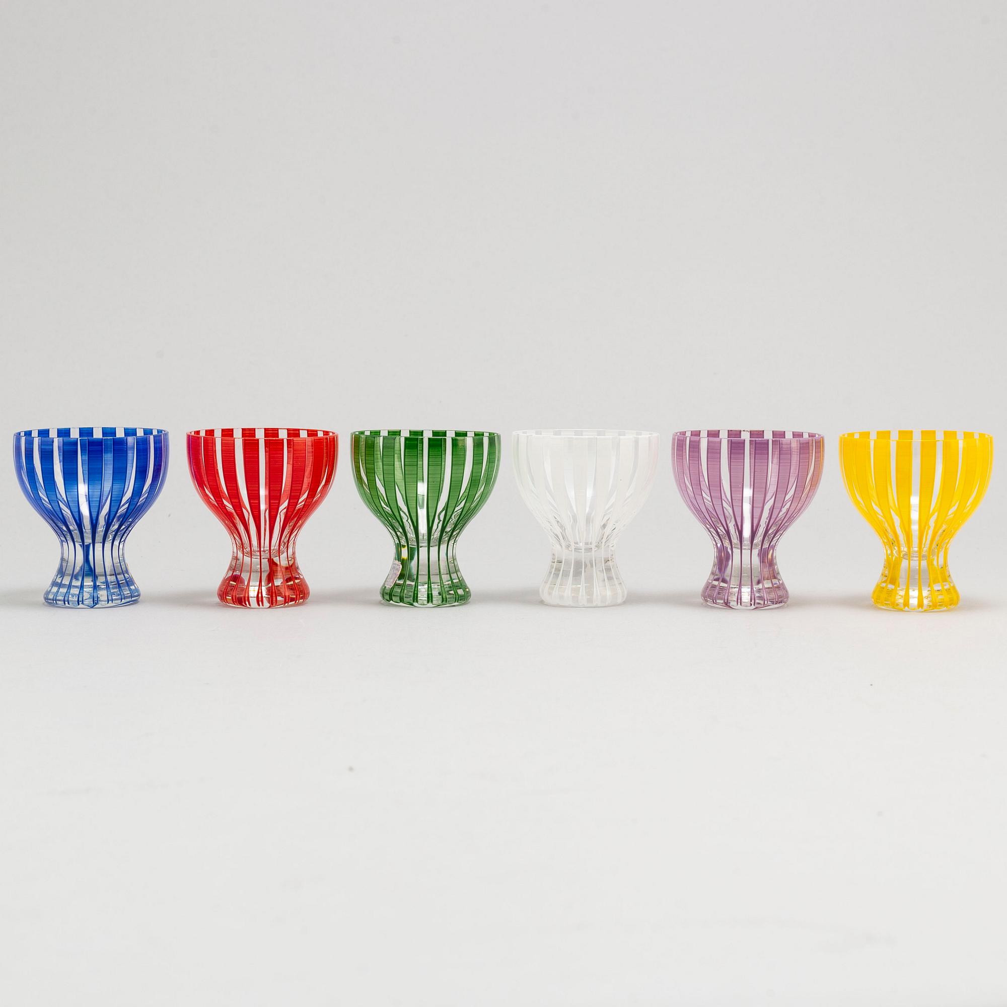 BENGT ORUP, glas, 6 st, "Strikt", Johansfors, 1950-tal.