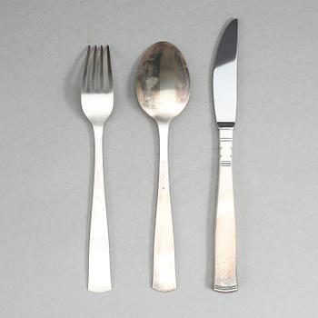 MATBESTICK, silver, 36 delar "Rosenholm", GAB, 1996, vikt ca 945 gram exkl. knivar med stålblad.