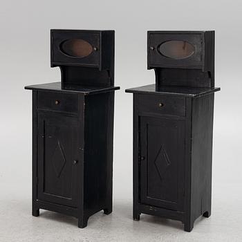 Bedside cabinets, a pair, early 20th century.