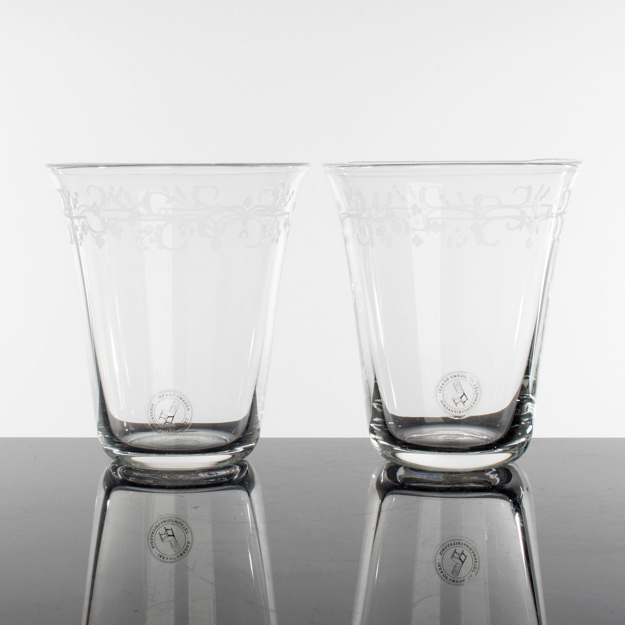12 drinking glasses from IKEA's 18th century collection, 1990s.