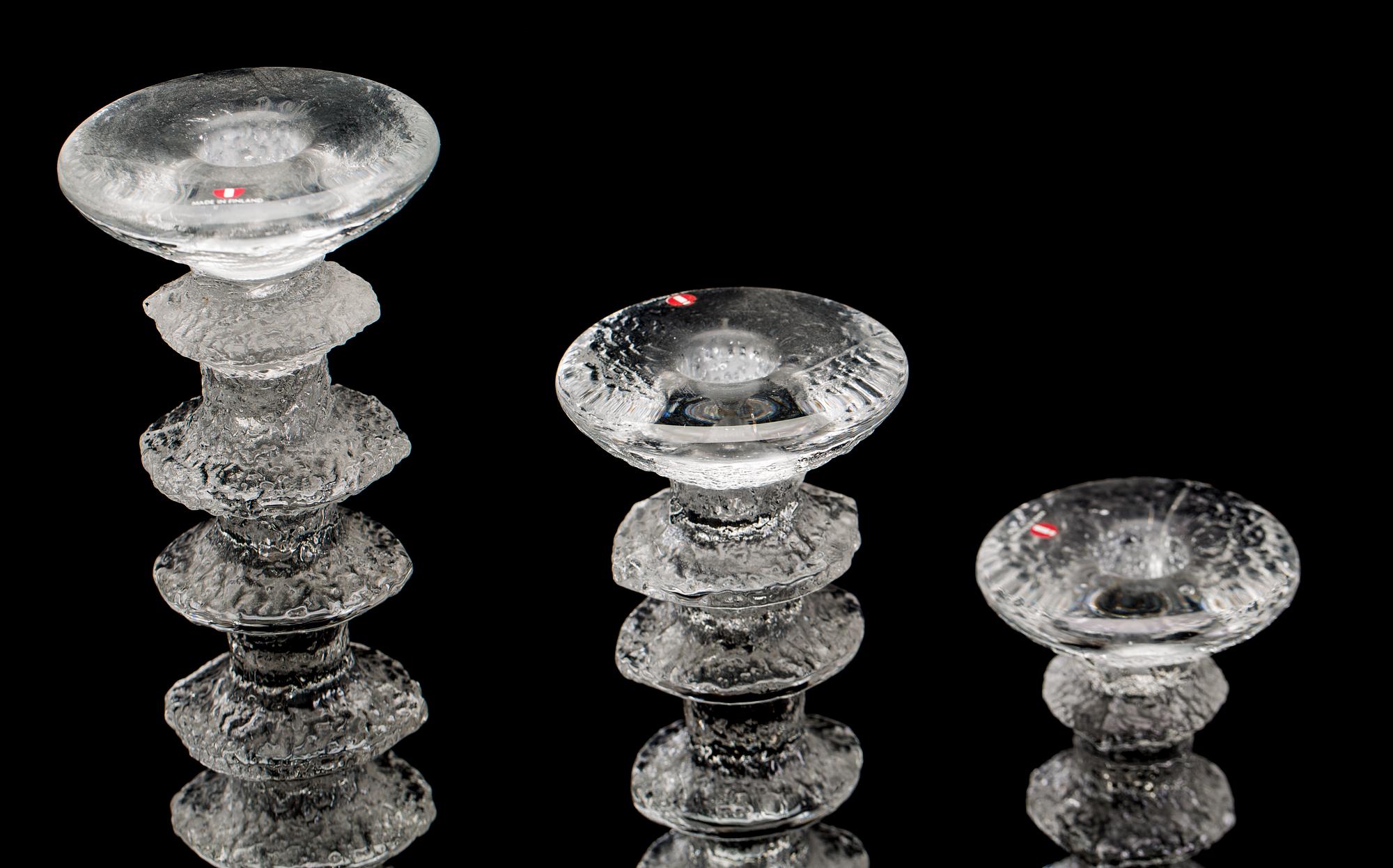 LJUSSTAKAR, 3 stycken, "Festivo", Timo Sarpaneva, Iittala, 1900-talets andra hälft.