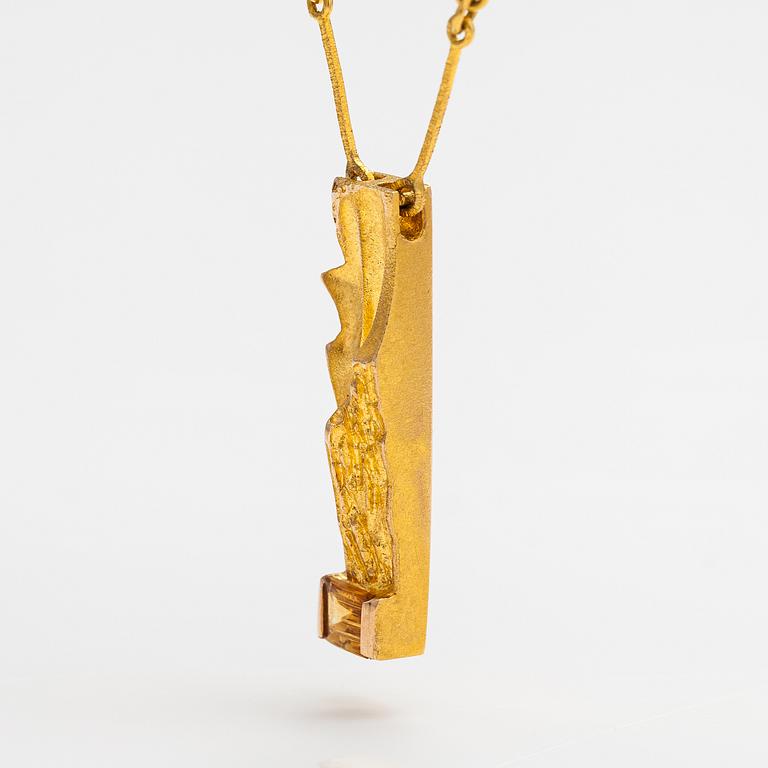 Björn Weckström, A 14K gold necklace "Faro" with a citrine. Lapponia 1983.