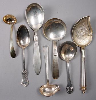 PARTI BESTICK, 15 st, silver, flertal mästare bla Gustaf Möllenborg, Sverige, Danmark 1800-1900-tal.