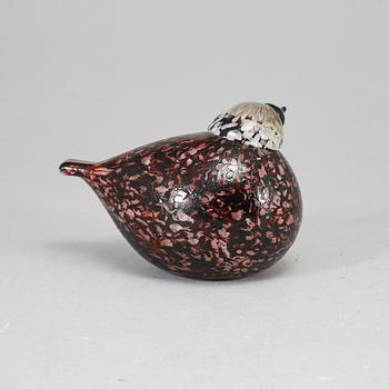 OIVA TOIKKA, glasfågel, Rosy Finch (Punavarpunen), signerad O. Toikka Nuutajärvi.