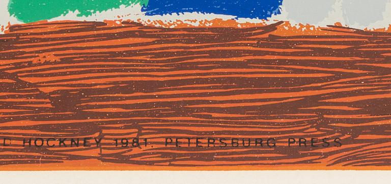 Silkscreen in colours by David Hockney, 1981, poster for the Metropolitan Opera, New York.