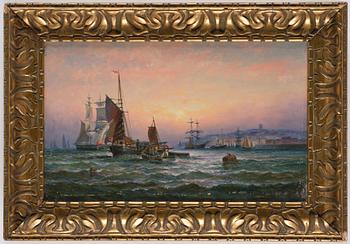 Ships at sunset.