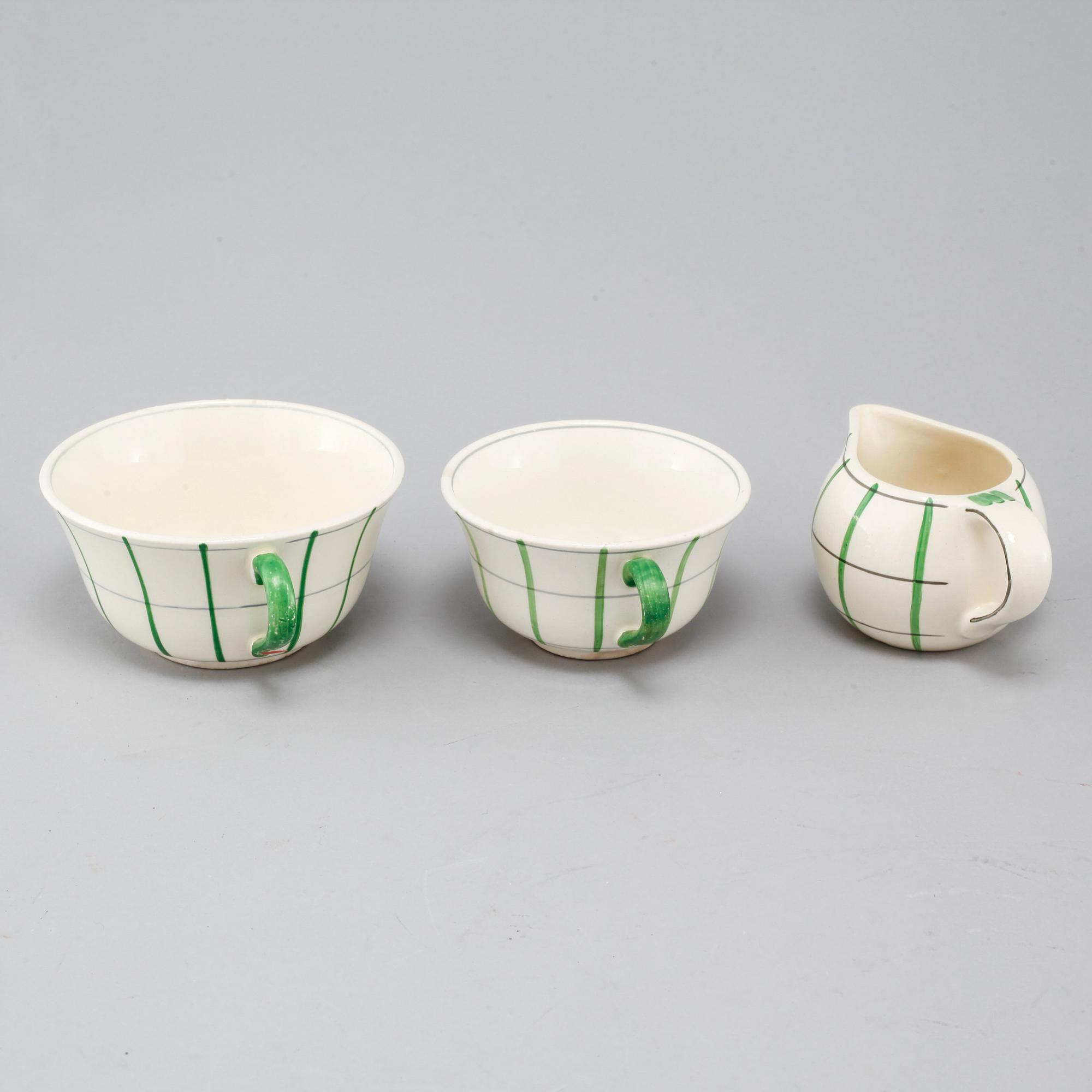 An earthenware tableware set of 62 pcs, 'Spaljé', designed by Wilhelm Kåge for Gustavsberg, around mid 20th century.