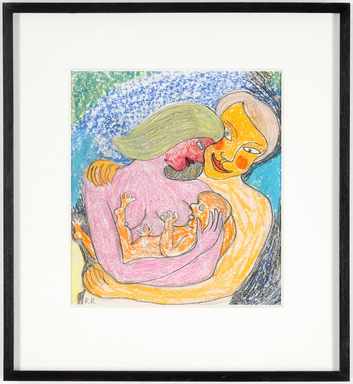 ROGER RISBERG, crayon and pencil on paper, signed RR.