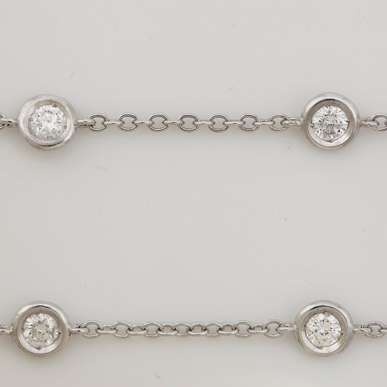 A brilliant cut diamond necklace.