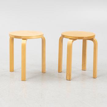 Alvar Aalto, two model 60 stools, Artek, Finland.