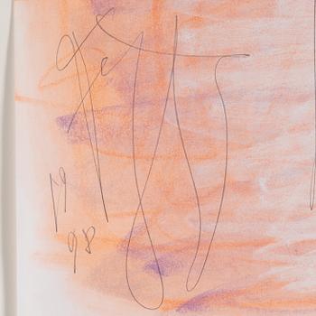 EDDIE FIGGE, pastel and assemblage, signed and dated 1998.