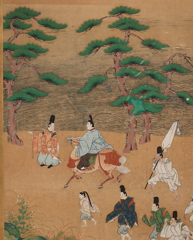 Japansk sexdelad vikskärm, Edo perioden (1603-1868).