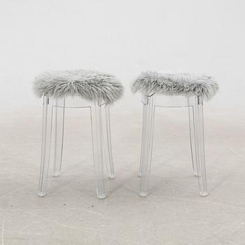 Philippe Starck, stools, a pair, Kartell, ghost.