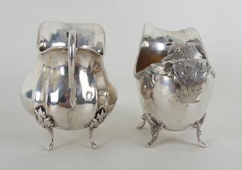 GRÄDDKANNOR, 1+1st och FAT, silver, importstämplar.