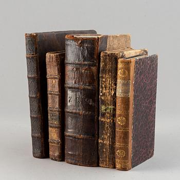 Five 18th century books.