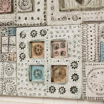 Rut Bryk, a stoneware wall relief, Arabia, Finland 1960s.