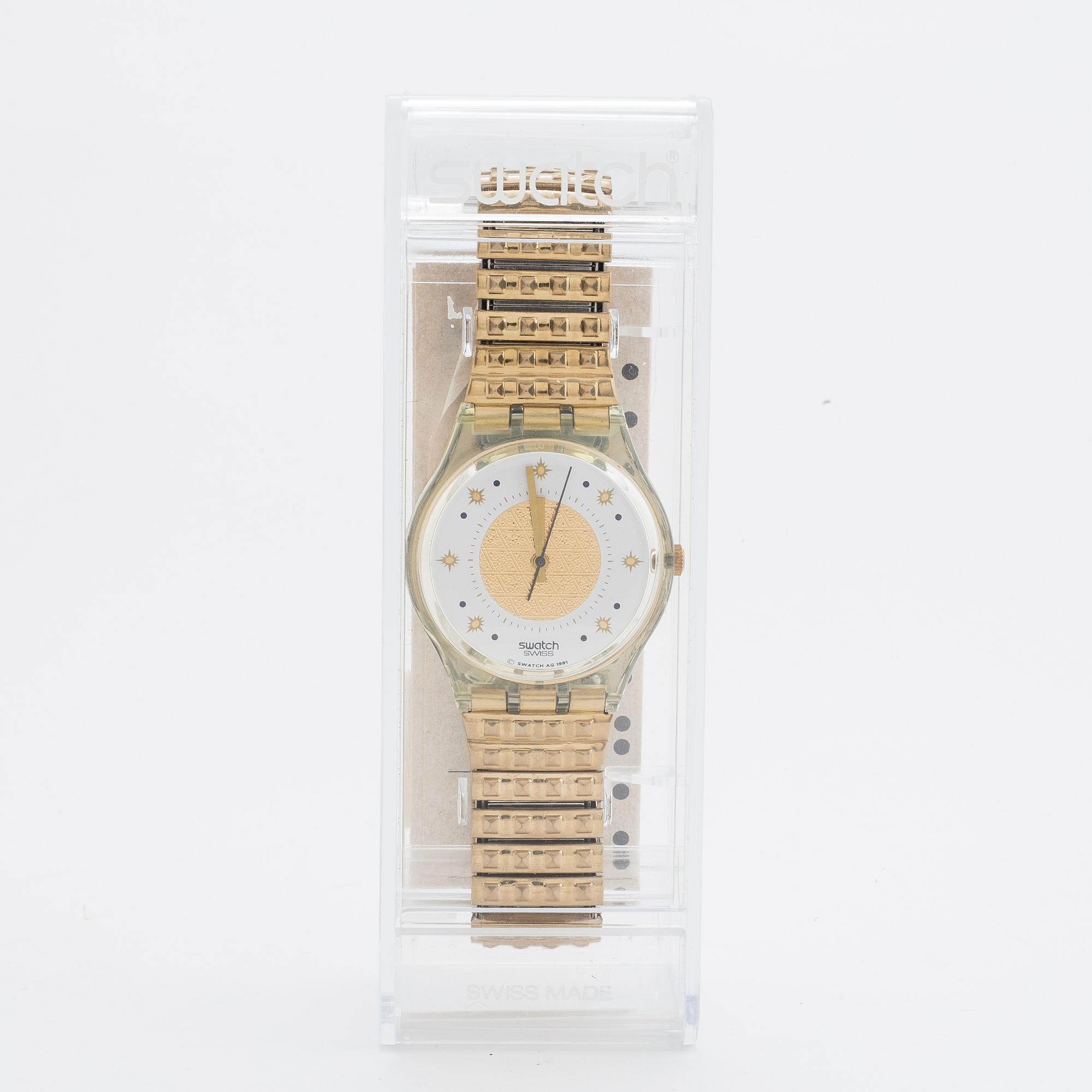 Swatch, Golden Waltz, wristwatch, 34 mm.