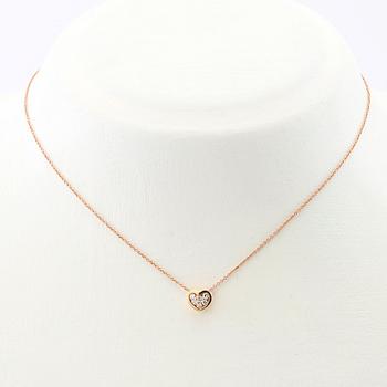 Necklace 18K rose gold with round brilliant cut diamonds.