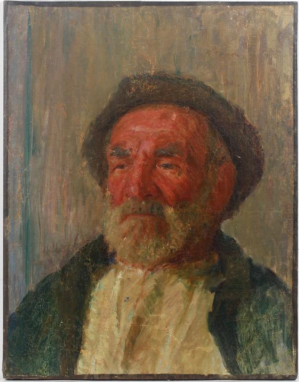 KARL ISAKSON, tillskriven á tergo av Ester Isakson, olja på duk på pannå.