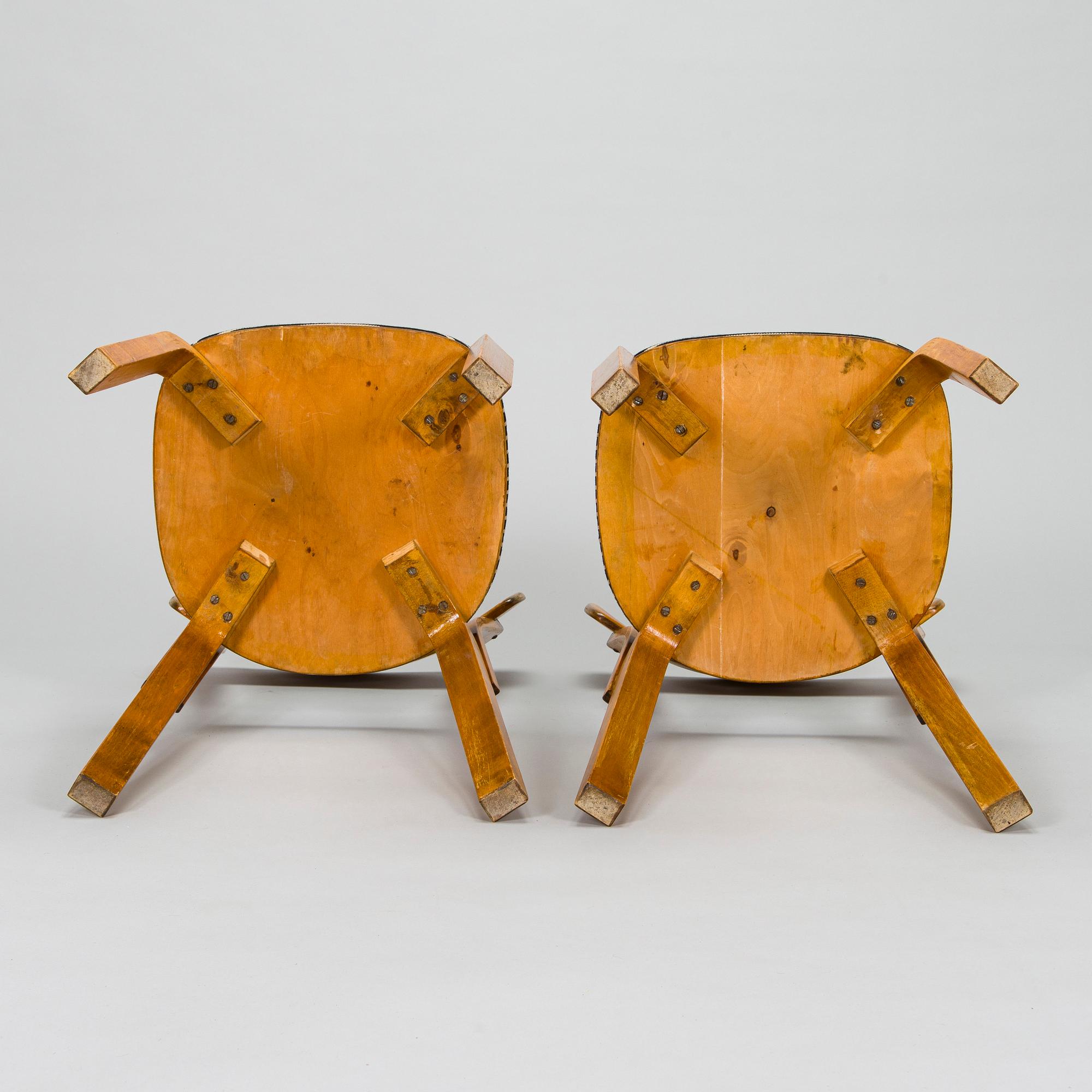 Alvar Aalto, tuoleja, 4 kpl, malli 69, O.Y. Huonekalu- ja Rakennustyötehdas A.B, 1930/40-luku.