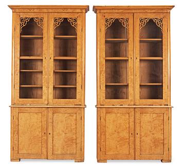 1456. A pair of Swedish Empire mid 19th century bookcases.